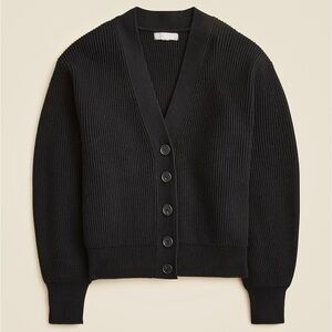 NWT J. Crew Women's Black Sculptural Ribbed Cardigan Sweater (XS)